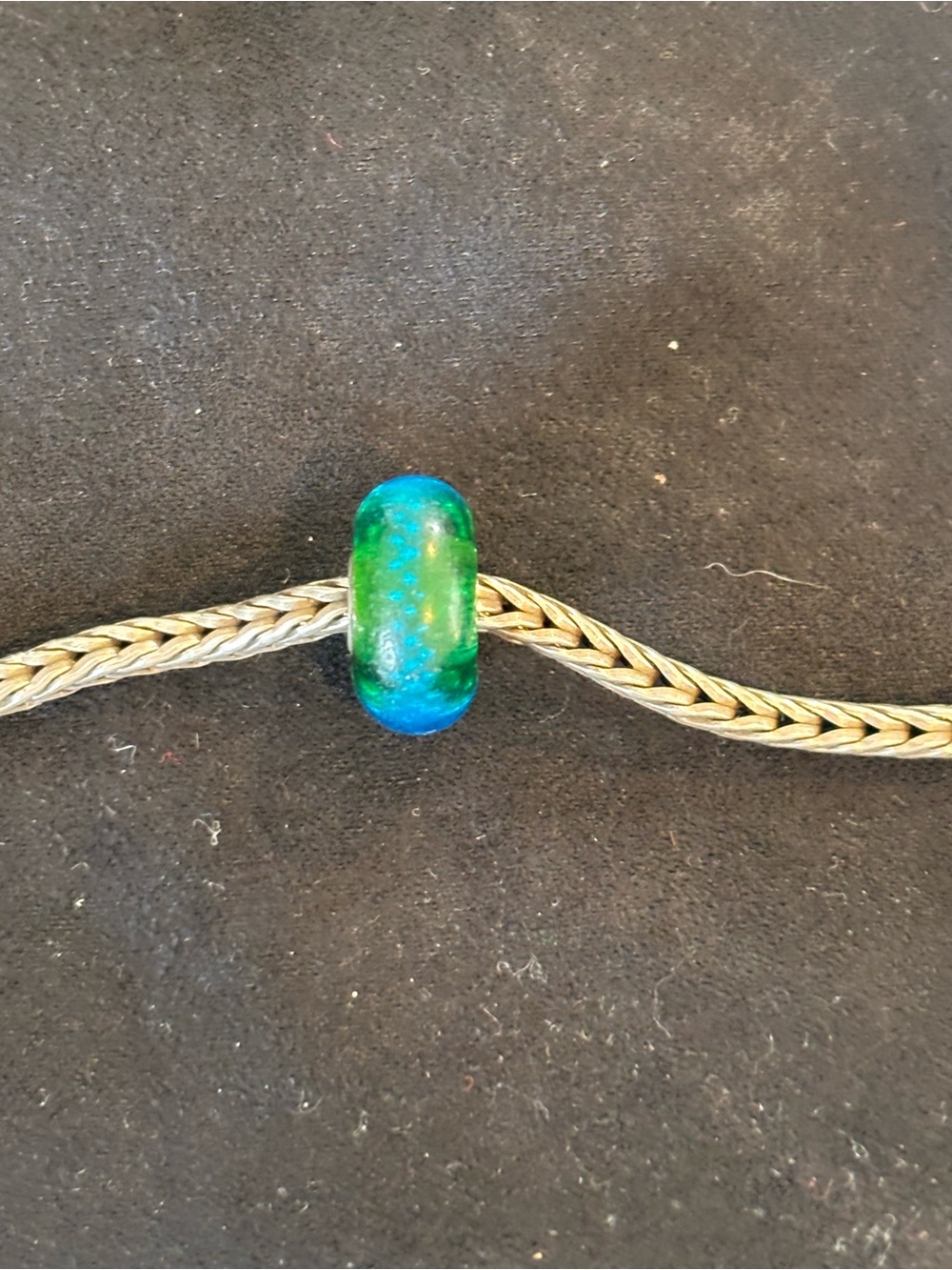 Trollbeads Green and Blue Glass Charm Bead